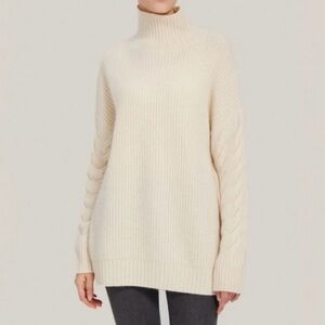 Gentle Herd Wool Cashmere blend, Mock Neck Sweater, color: Neutrals, size: M